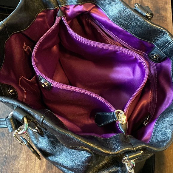 Coach Black leather satchel with silver tone hardware - Picture 7 of 9